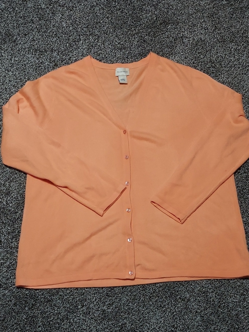 Falls Creek Size 1X Peach Button Cardigan Sweater
